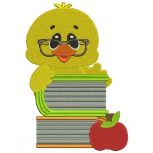 Baby Student Chick With Books School Filled Machine Embroidery Digitized Design Pattern