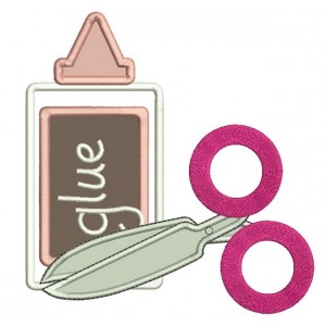 Glue With Scissors Crafts Applique Machine Embroidery Digitized Design Pattern
