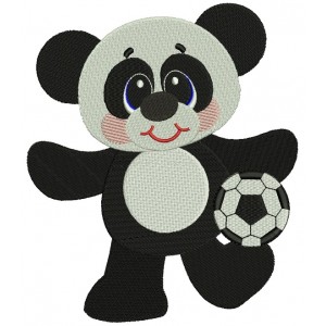 Panda Soccer Player Filled Machine Embroidery Digitized Design Pattern