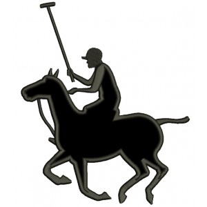 Polo Player on Horseback Sports Applique Machine Embroidery Digitized Design Pattern