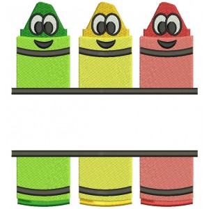 Smiling Crayons School Split Filled Machine Embroidery Digitized Design Pattern