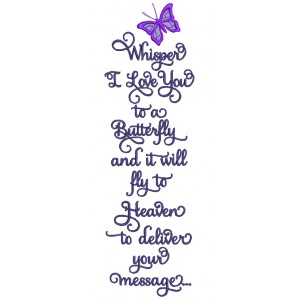 Whisper I love You Butterfly Applique Machine Embroidery Digitized Design Pattern