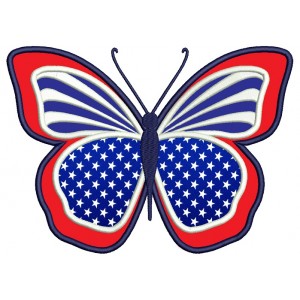 Butterfly American Flag 4th of July Independence Day Applique Machine Embroidery Digitized Design Pattern