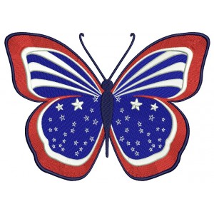 Butterfly American Flag 4th of July Independence Day Filled Machine Embroidery Digitized Design Pattern