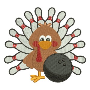 Cute Little Turkey Bowling Filled Machine Embroidery Digitized Design Pattern