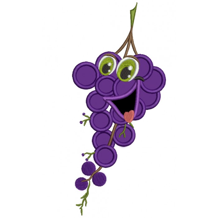 Funny Grapes Smiling Applique Machine Embroidery Digitized Design Pattern