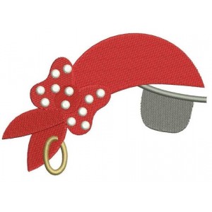 Girl Pirate Hat with an Eye Patch Filled Machine Embroidery Digitized Design Pattern