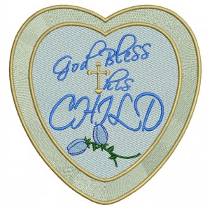 God Bless His Child Religious Cross Christian Catholic Filled Machine Embroidery Digitized Design Pattern