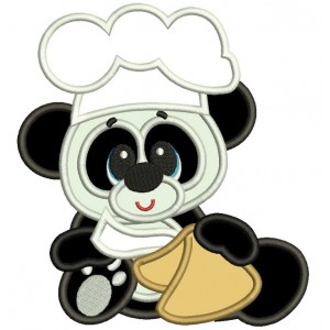 Panda Cook Applique Machine Embroidery Digitized Design Pattern