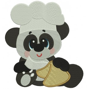 Panda Cook Filled Machine Embroidery Digitized Design Pattern