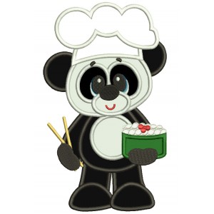 Panda Sushi Kitchen Cook Applique Machine Embroidery Digitized Design Pattern