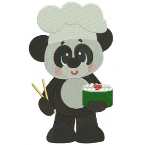 Panda Sushi Kitchen Cook Filled Machine Embroidery Digitized Design Pattern