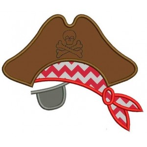 Pirate Hat with an Eye Patch Applique Machine Embroidery Digitized Design Pattern
