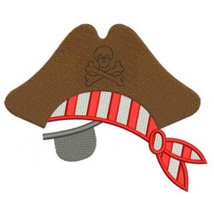 Pirate Hat with an Eye Patch Filled Machine Embroidery Digitized Design Pattern