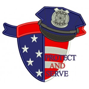 Protect And Serve Police Officer Applique Machine Embroidery Digitized Design Pattern