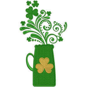 St. Patrick's Vase With Shamrock Filled Machine Embroidery Design Digitized Pattern