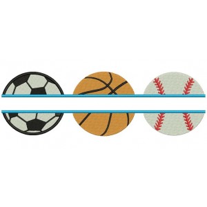 Baseball Basketball and Soccer Ball Split Sports Filled Machine Embroidery Digitized Design Pattern