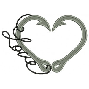 Love Fishing Hooks Applique Machine Embroidery Digitized Design Pattern