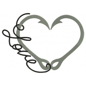 Love Fishing Hooks Filled Machine Embroidery Digitized Design Pattern