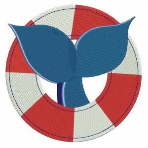 Ring Buoy with whale tail Filled Machine Embroidery Digitized Design Pattern