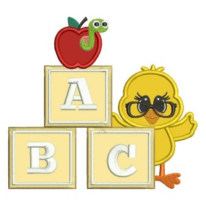ABC Little Baby Chick School Applique Machine Embroidery Digitized Design Pattern