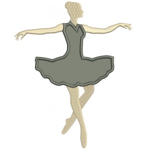 Dancing Ballerina Applique Machine Embroidery Digitized Design Pattern