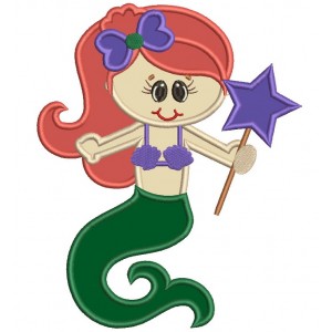 Little Mermaid Applique Machine Embroidery Digitized Design Pattern