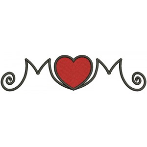Mom Heart Filled Machine Embroidery Digitized Design Pattern