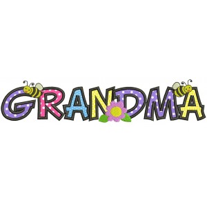 Grandma Flowers and Bees Applique Machine Embroidery Digitized Design Pattern