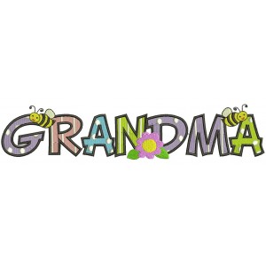 Grandma Flowers and Bees Filled Machine Embroidery Digitized Design Pattern