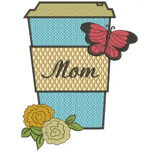 Mom Flower and Butterfly Filled Machine Embroidery Digitized Design Pattern