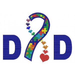 Dad Autism Awarenesss Ribbon with heart Filled Machine Embroidery Digitized Design Pattern