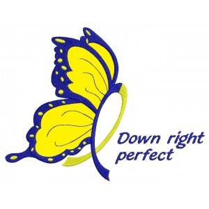 Down Right Butterfly Down Syndrome Awareness Applique Machine Embroidery Digitized Design Pattern