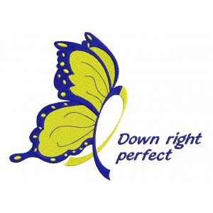 Down Right Butterfly Down Syndrome Awareness Filled Machine Embroidery Digitized Design Pattern