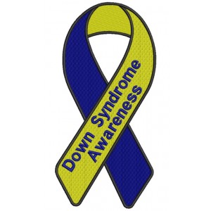Down Syndrome Awareness Ribbon Filled Machine Embroidery Digitized Design Pattern