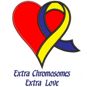 Extra Chromosome Extra Love Heart Down Syndrome Awareness Applique Machine Embroidery Digitized Design Pattern