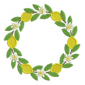 Lemon Wreath Filled Machine Embroidery Design Digitized Pattern