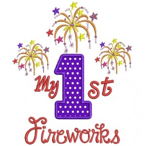 My First Fireworks Birthday Number One Applique Machine Embroidery Digitized Design Pattern