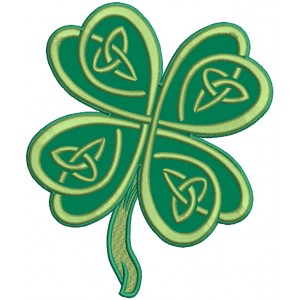 Tall Ornamental Shamrock St. Patrick's Day Applique Machine Embroidery Design Digitized Pattern