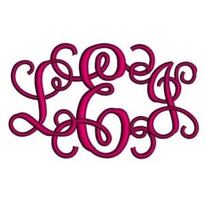 1,2, 3 Inches Vine Monogram Interlocking Embroidery Font Upper and Lower Case Satin Stitch Digitized