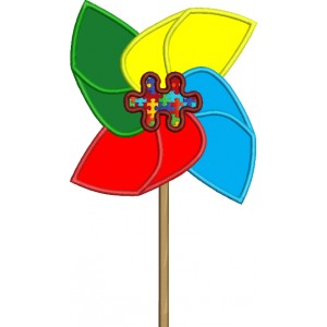 Autism Awareness Pinwheel Applique Machine Embroidery Digitized Design Pattern