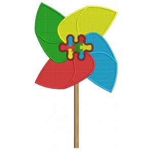 Autism Awareness Pinwheel Filled Machine Embroidery Digitized Design Pattern