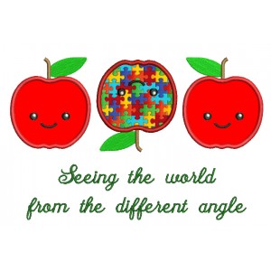 Different Apple Autism Awareness Applique Machine Embroidery Digitized Design Pattern