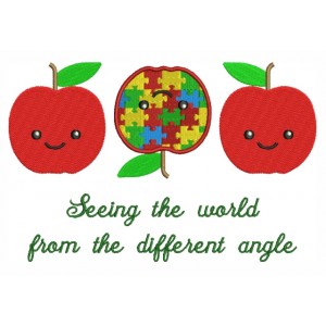 Different Apple Autism Awareness Filled Machine Embroidery Digitized Design Pattern