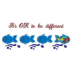 Different fish Autism Awareness Applique Machine Embroidery Digitized Design Pattern