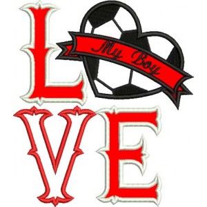 Love My Boy Soccer Heart Sports Applique Machine Embroidery Digitized Design Pattern