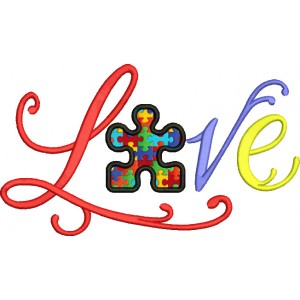 Love Someone with Autism Applique Machine Embroidery Digitized Design Pattern