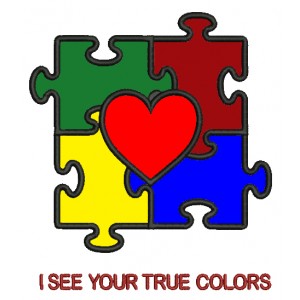 Autism Awareness Puzzle with Heart Applique Machine Embroidery Digitized Design Pattern