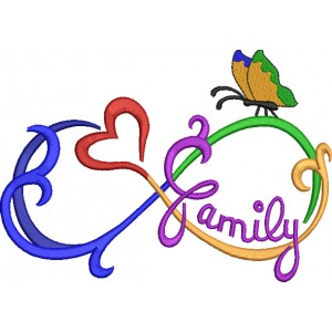 Family Heart Infinity Love Autism Awareness Filled Machine Embroidery Digitized Design Pattern