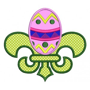 Fleur de lis Easter Egg Applique Machine Embroidery Digitized Design Pattern